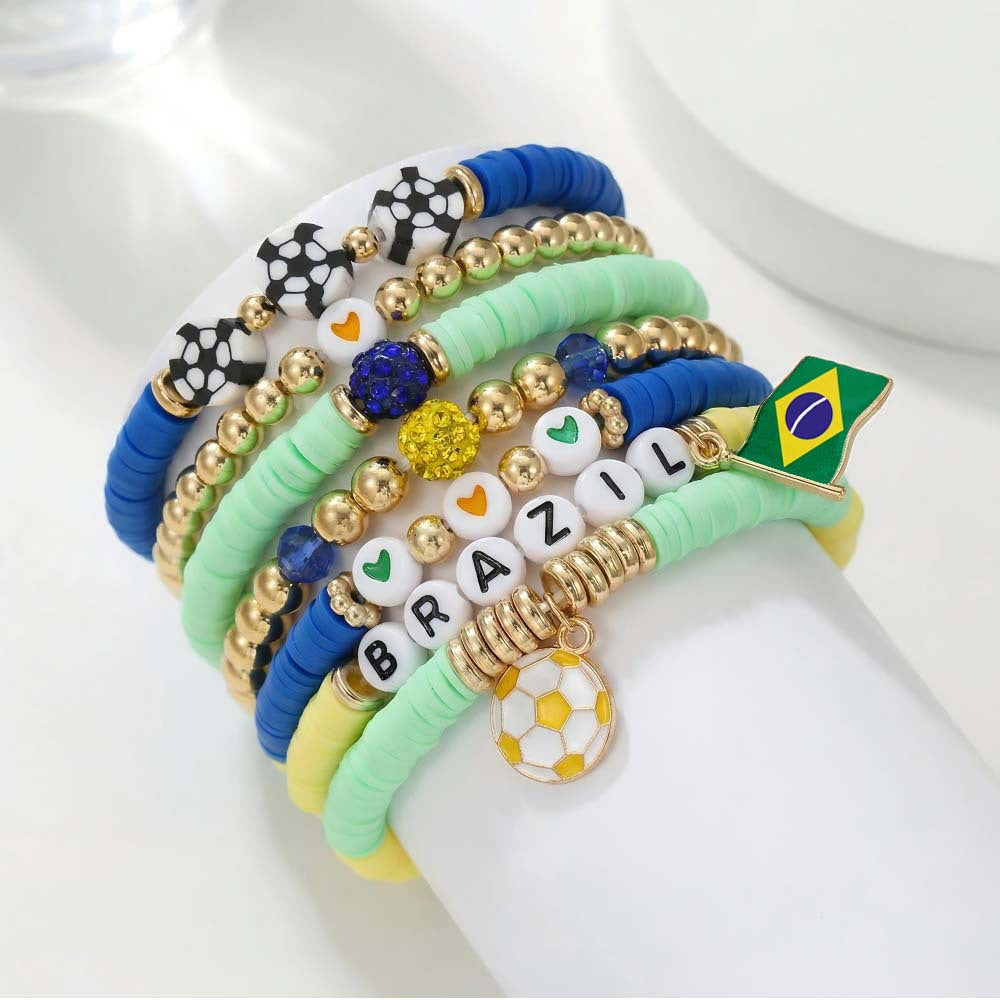 Custom Name Soccer Bracelet Stack – Fan Game Day Jewelry