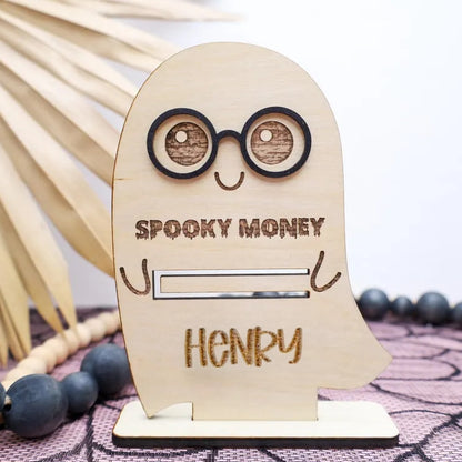 Personalized Halloween Wooden Tag | Boo Basket Name Tag & Money Holder