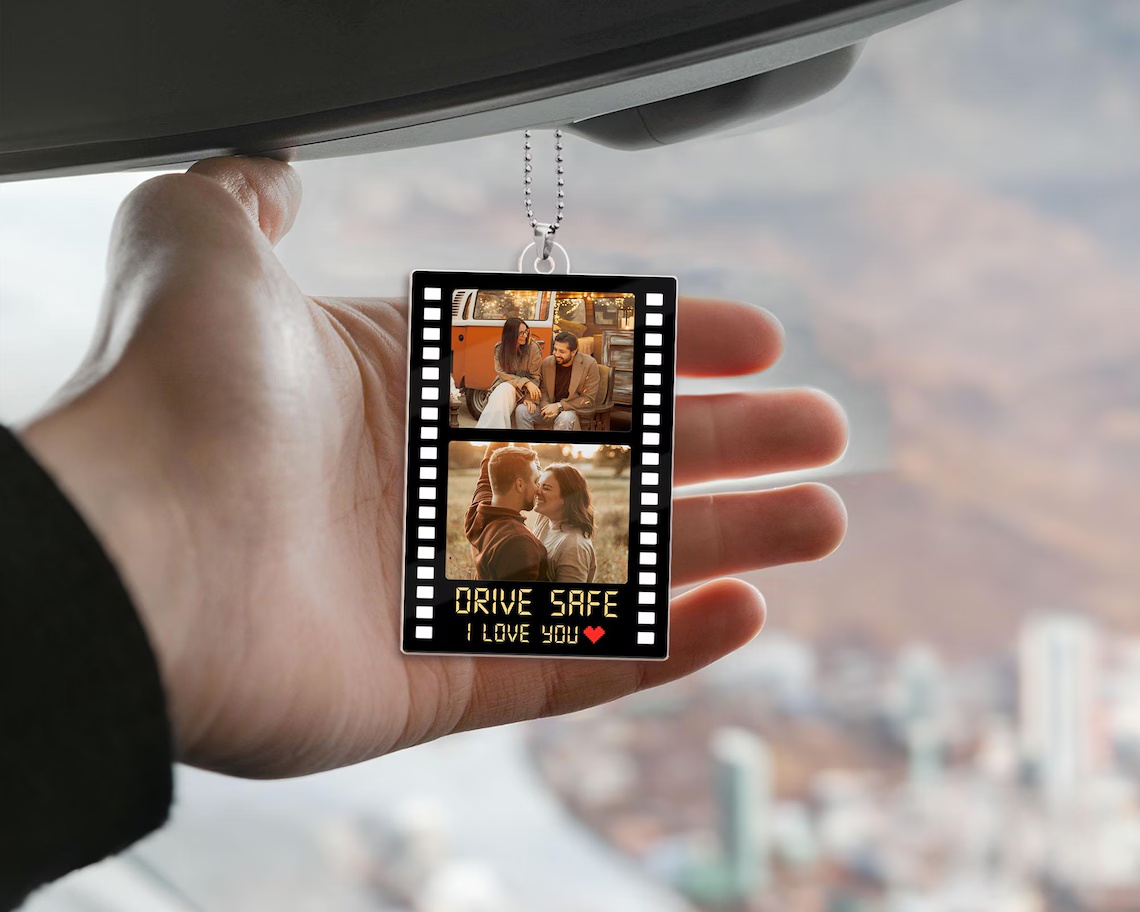 Personalized Couple Photo Car Visor Clip – Drive Safe I Love You Gift
