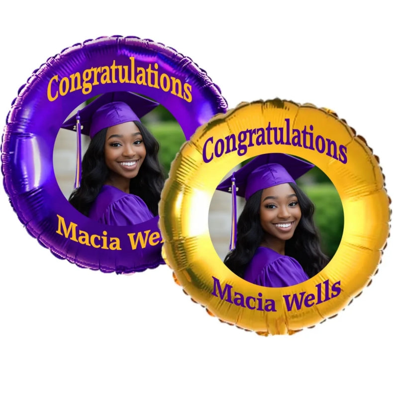 2025 Graduation Balloons – Custom Name & Photo Foil Set For 2