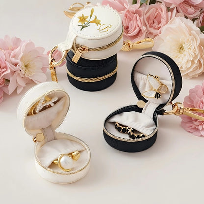 Personalized Mini Ring Holder – Birth Flower Travel Jewelry Case & Bridesmaid Gift
