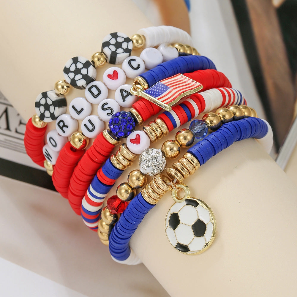 Custom Name Soccer Bracelet Stack – Fan Game Day Jewelry