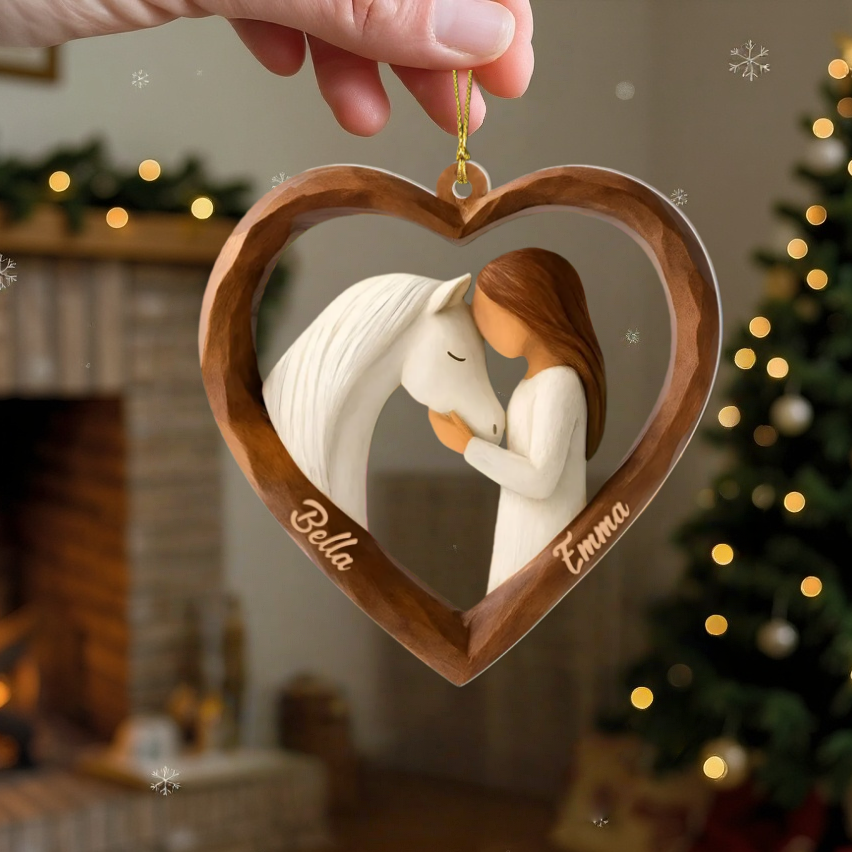 Personalized Horse Lover Acrylic Ornament – Girl & Horse Keepsake