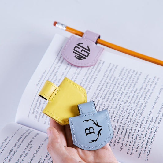 Custom Leather Magnetic Bookmark with Pen Holder – Personalized Gift
