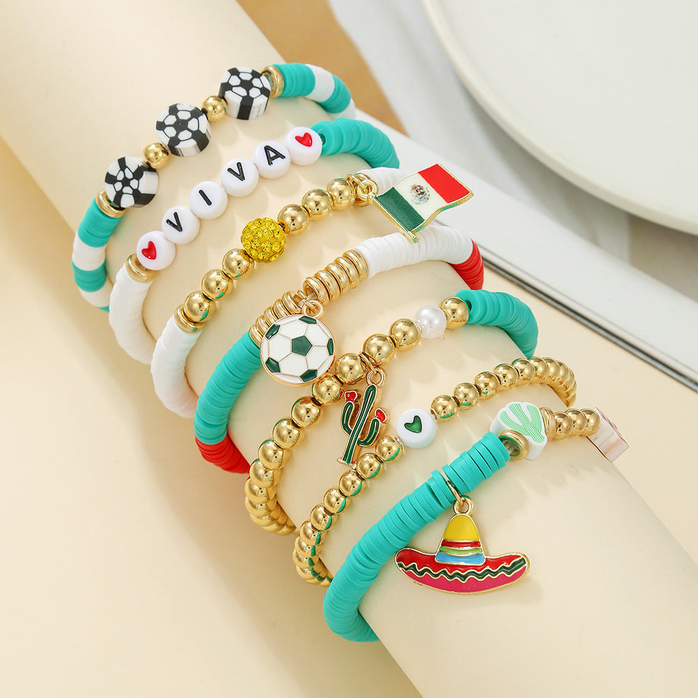 Custom Name Soccer Bracelet Stack – Fan Game Day Jewelry