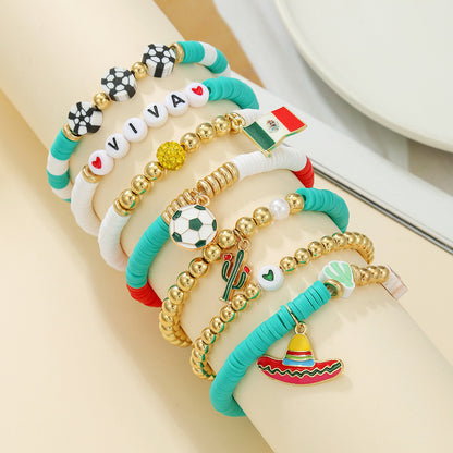 Custom Name Soccer Bracelet Stack – Fan Game Day Jewelry