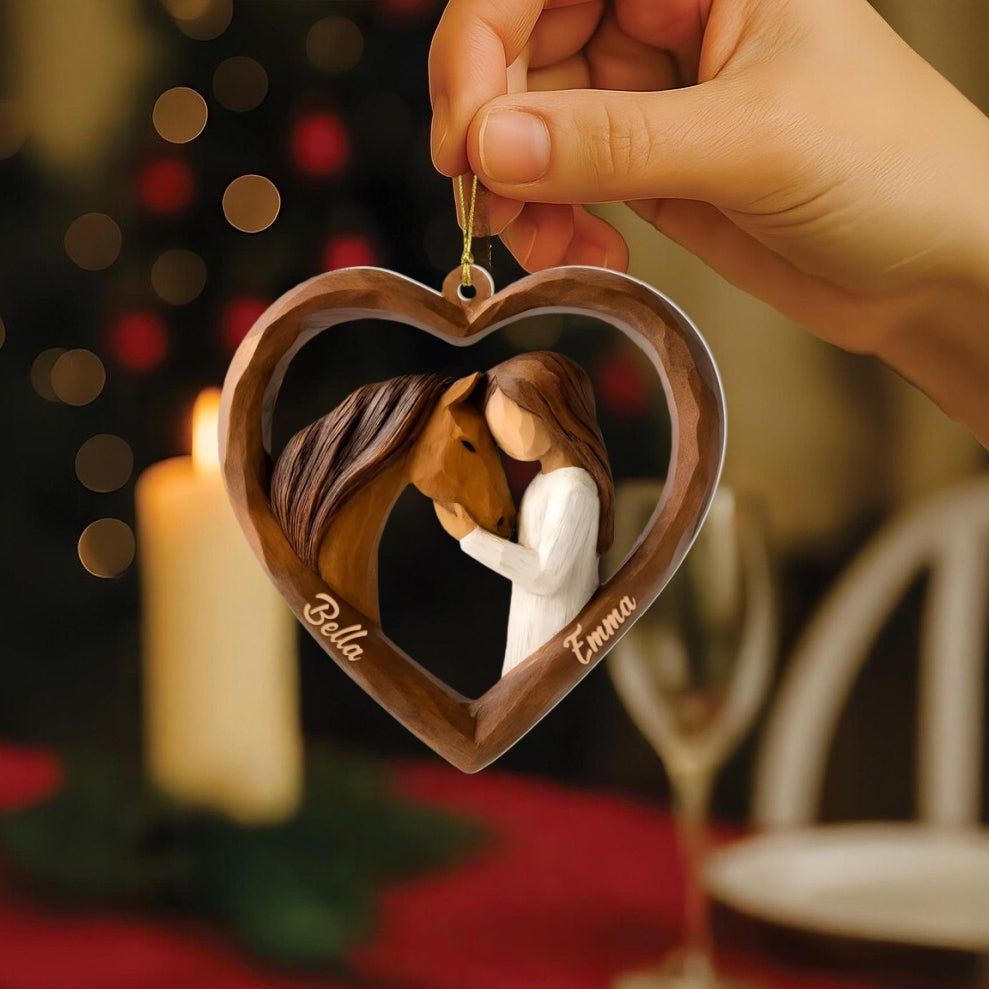 Personalized Horse Lover Acrylic Ornament – Girl & Horse Keepsake