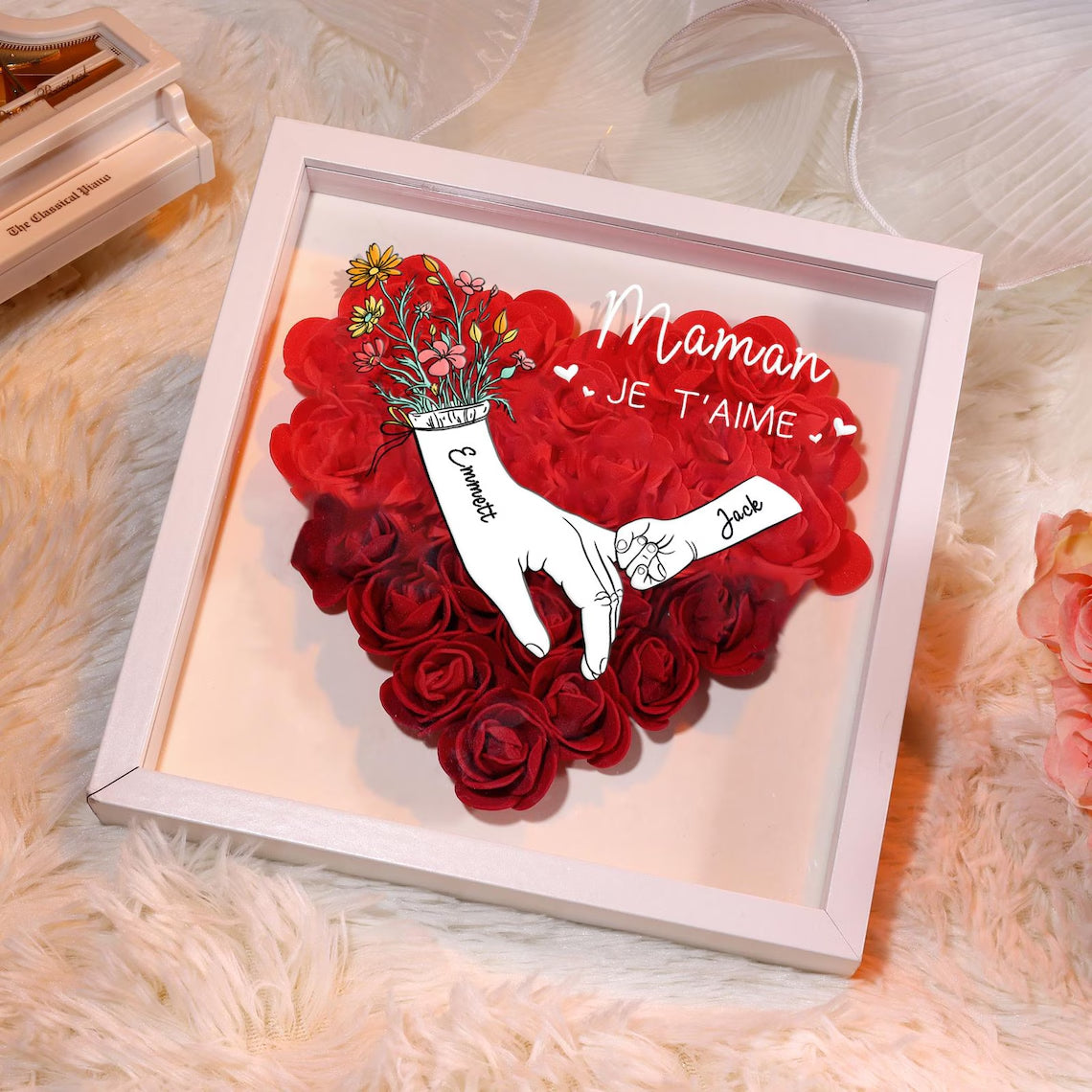 Personalized Name Flower Shadow Box | Gift for Mom & Grandma