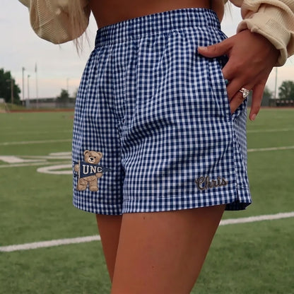 Personalized College Gingham Shorts | Custom Game Day Shorts