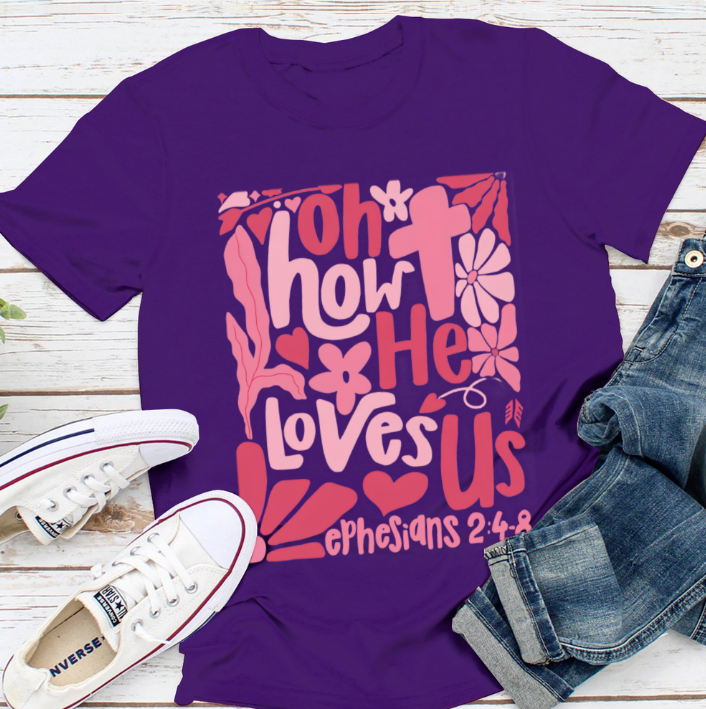 Oh, wie er uns liebt, christliches Valentinstag-T-Shirt, Unisex