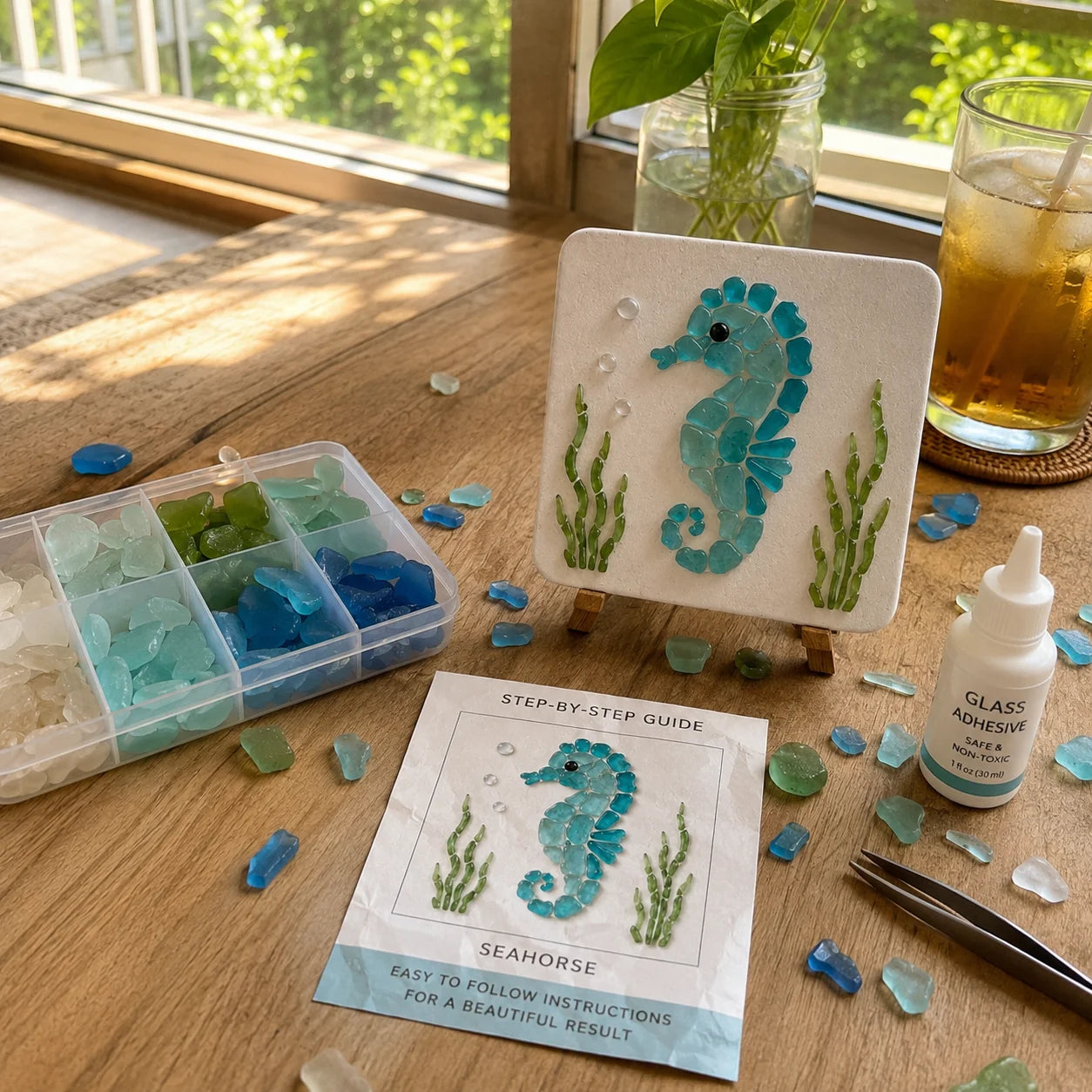 DIY Sea Glass Mosaic Kit | Ocean Animal Craft for Beginners