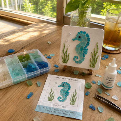 DIY Sea Glass Mosaic Kit | Ocean Animal Craft for Beginners