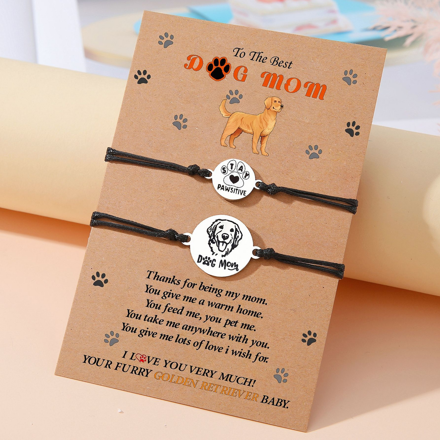 Personalized Dog Paw Bracelet – Adjustable Pet Mom Gift for Mothers