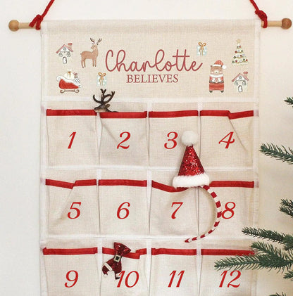 Personalised Advent Calendar 2025 – Fill Your Own Refillable Hanging Linen