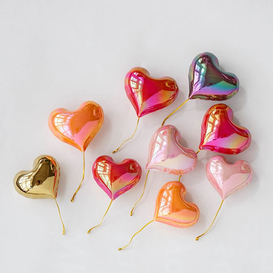 Handmade Ceramic Heart Balloon Magnet – Colorful Home Decor, Unique Artisan Gift