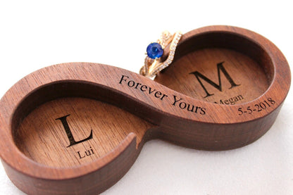 Personalized Infinity Ring Dish – Custom Wooden Ring Holder for Couples