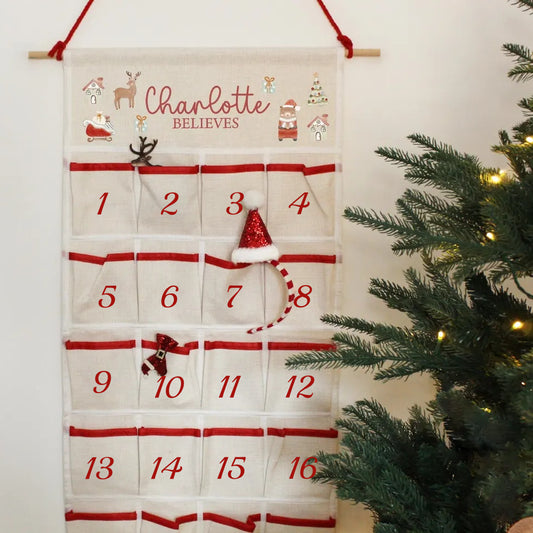 Personalised Advent Calendar 2025 – Fill Your Own Refillable Hanging Linen