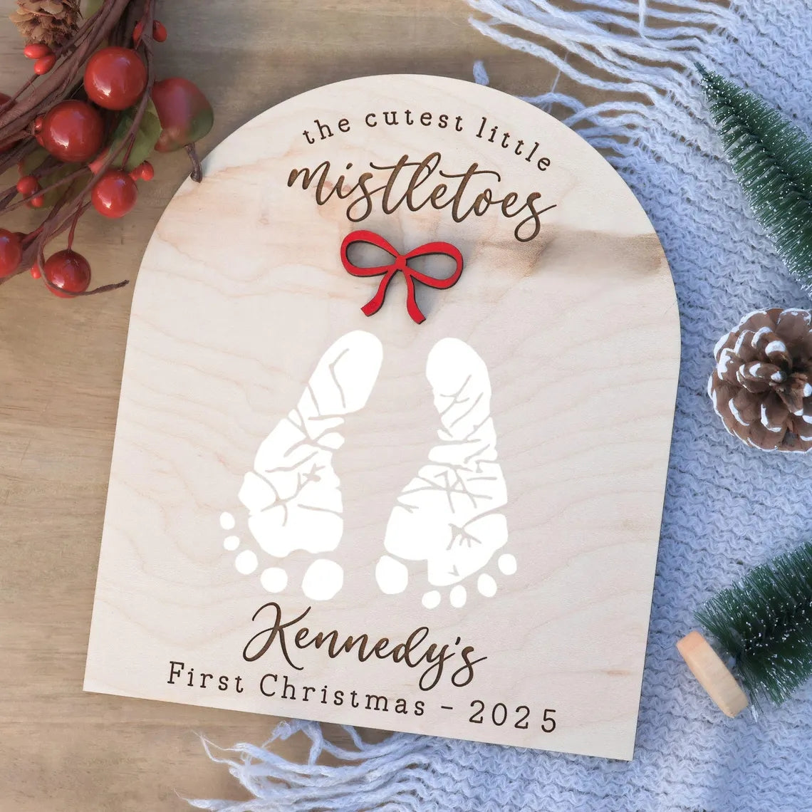 DIY Baby Footprint Sign – First Christmas Personalized Keepsake