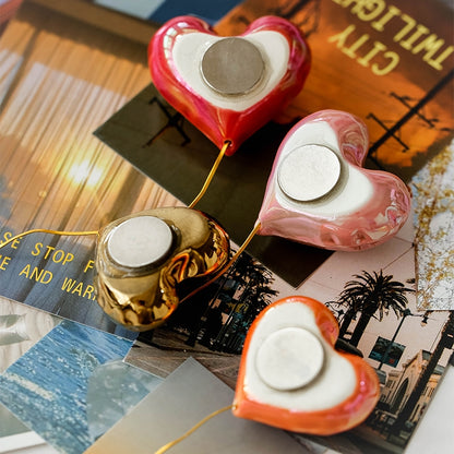 Handmade Ceramic Heart Balloon Magnet – Colorful Home Decor, Unique Artisan Gift