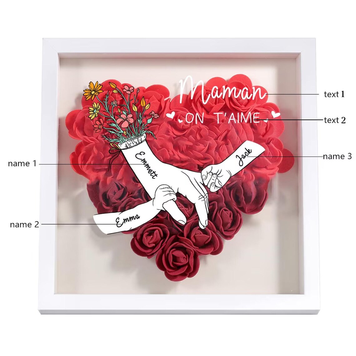 Personalized Name Flower Shadow Box | Gift for Mom & Grandma