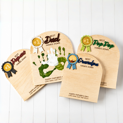 Personalized Father's Day Handprint Wood Sign Gift for Dad