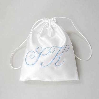 Personalized White Satin Dust Bag | Custom Monogram Gift
