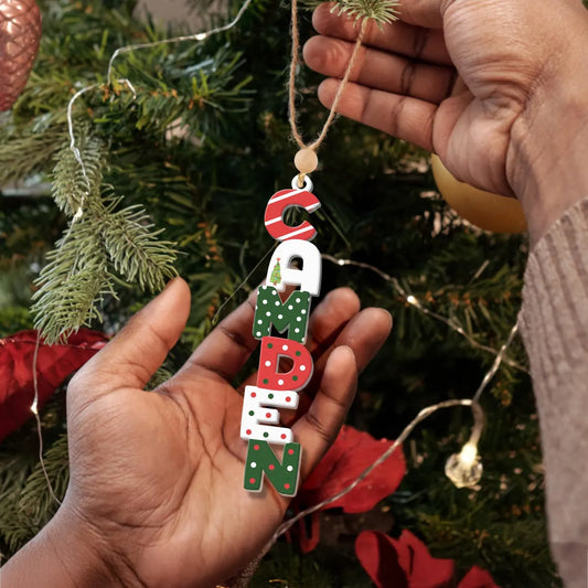 Personalized Christmas Name Letter Ornament 2025 – Custom Stocking Tag