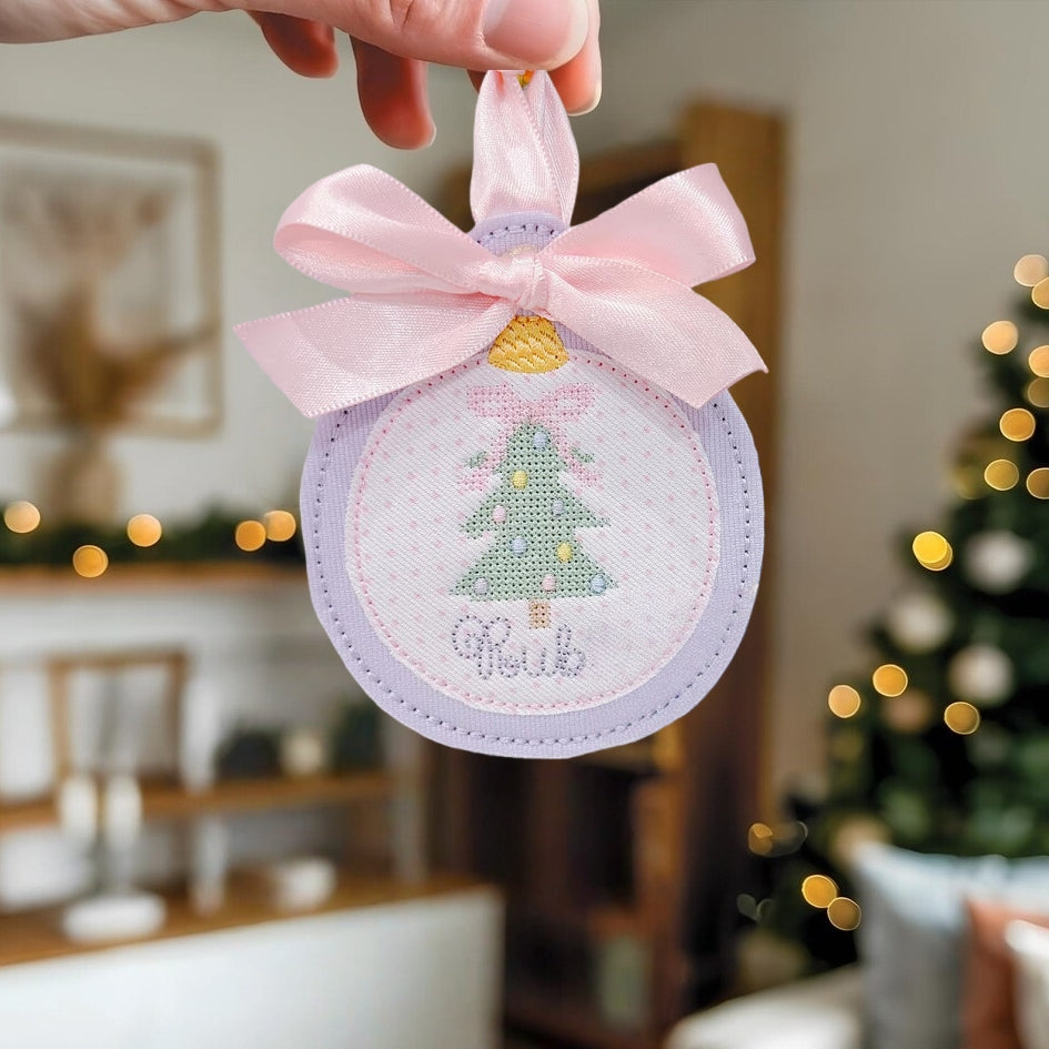 Personalized Christmas Tree with Pink Bow Custom Name Ornament