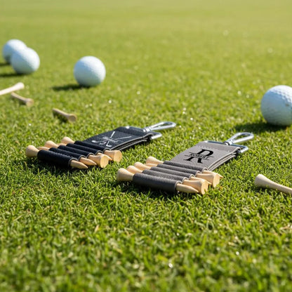 Personalized Leather Golf Bag Tag with Tees | Engraved Golf Gift for Men