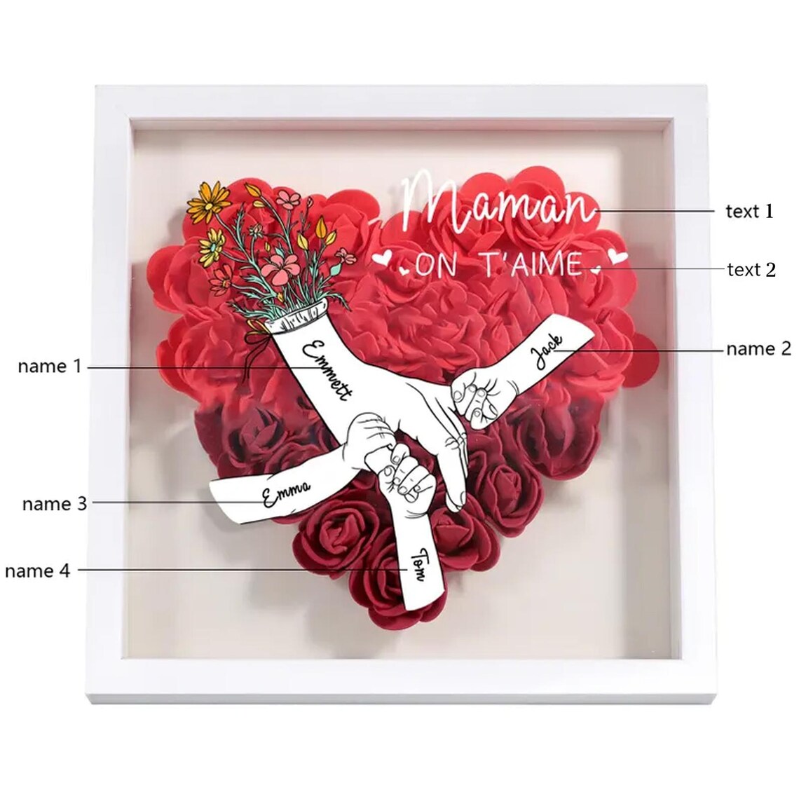 Personalized Name Flower Shadow Box | Gift for Mom & Grandma