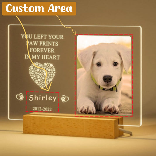 Personalisierter Gedenkrahmen aus Holz und Acryl für Haustiere – Anpassbares Foto- und Textdenkmal für Haustiere 🐾