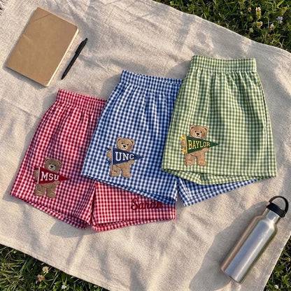 Personalized College Gingham Shorts | Custom Game Day Shorts