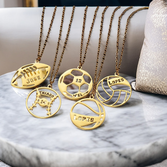 Personalized Name Sports Necklace – Football, Basketball & More