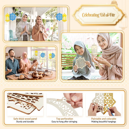 Wooden Ramadan Kareem Pendant | Moon & Star Eid Decoration