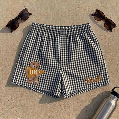 Personalized College Gingham Shorts | Custom Game Day Shorts