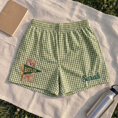 Personalized College Gingham Shorts | Custom Game Day Shorts