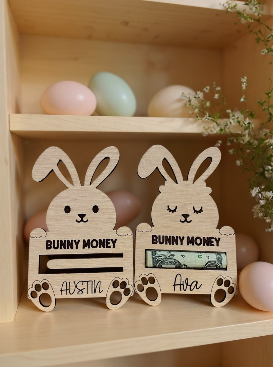 Personalized Bunny Money Holder Easter Basket Gift Tag