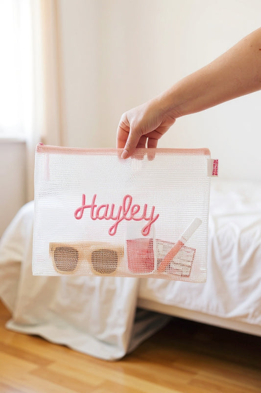 Bestickte Pooltasche | Personalisierte Nass-/Trockentasche mit Reißverschluss