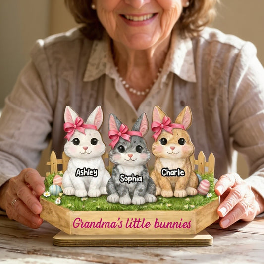 Personalisierte Osterhasen-Holzplakette für Oma – Geschenk
