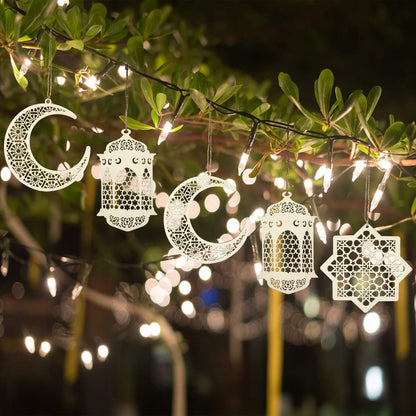 Wooden Ramadan Kareem Pendant | Moon & Star Eid Decoration