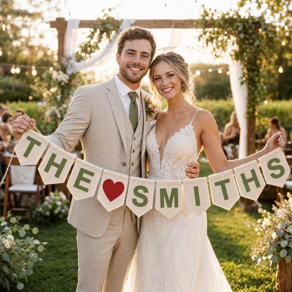 Personalized Felt Wedding Banner | Custom Name Wedding Decor