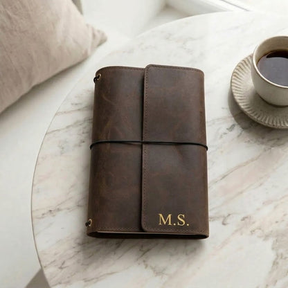 Personalized A5 Leather Journal Cover, Refillable Notebook Cover