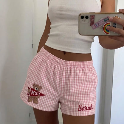 Personalized College Gingham Shorts | Custom Game Day Shorts