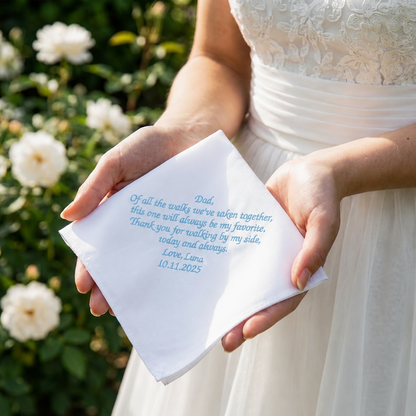 Personalized Wedding Handkerchief Gift for Mom, Dad & Bride