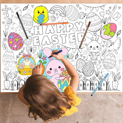 Easter Graffiti Poster Coloring Paper Tablecloth – Fun Activity for Kids! 🐣🎨