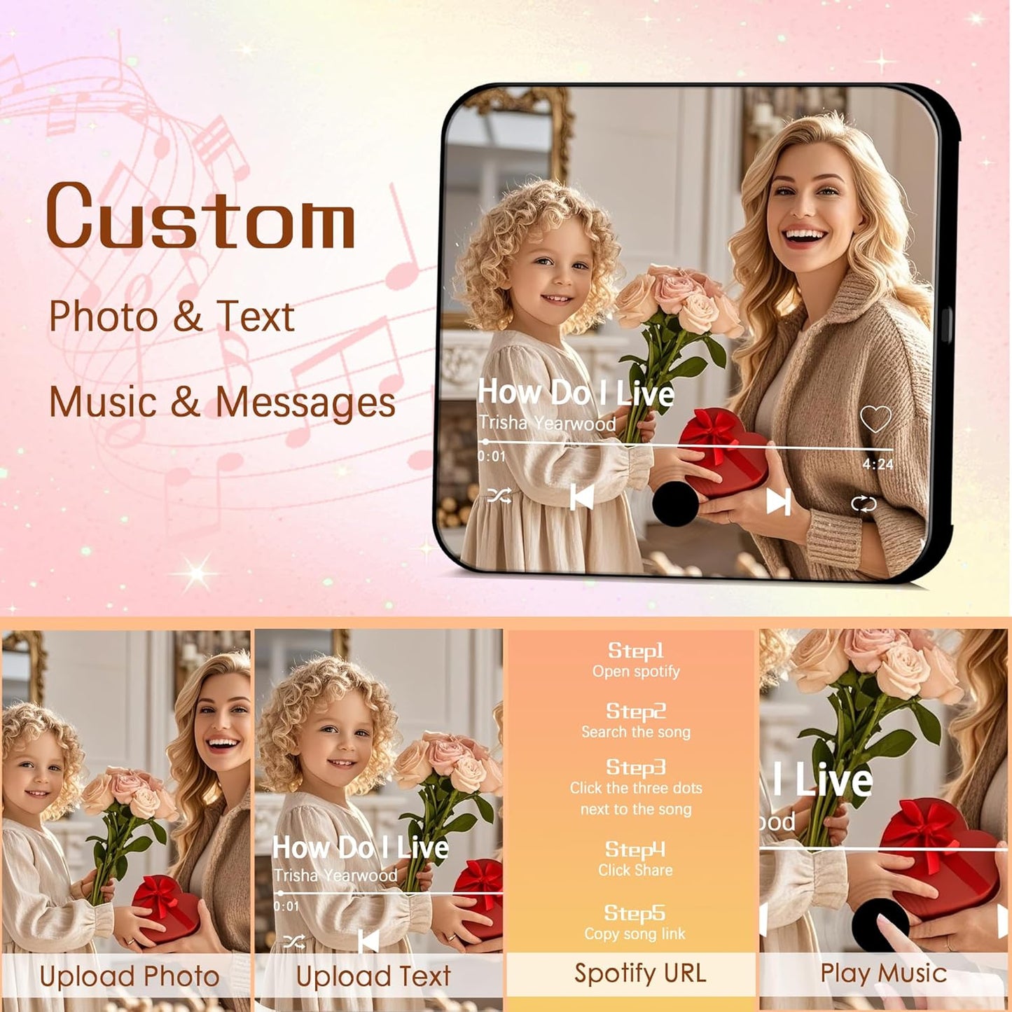 Custom Music Photo Magnet – Bluetooth/MP3 Plaque Gift