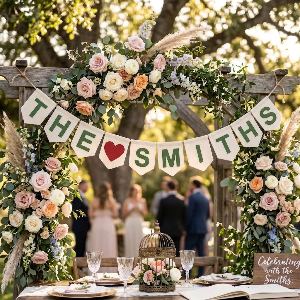 Personalized Felt Wedding Banner | Custom Name Wedding Decor