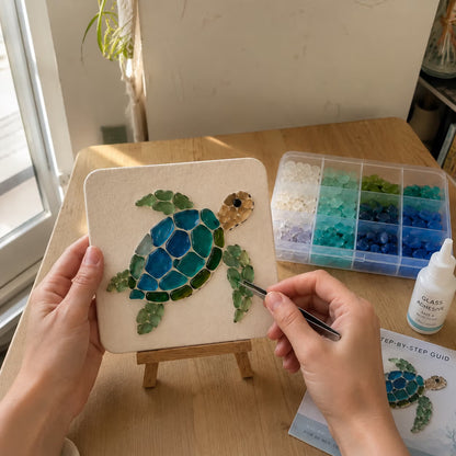 DIY Sea Glass Mosaic Kit | Ocean Animal Craft for Beginners