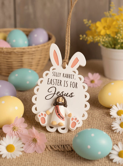 Personalisierte Osterdekoration – Lustiger Hase, Wunschtext