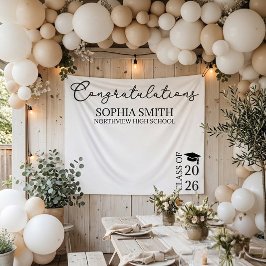Personalized Graduation Backdrop 2026 | Custom Party Banner